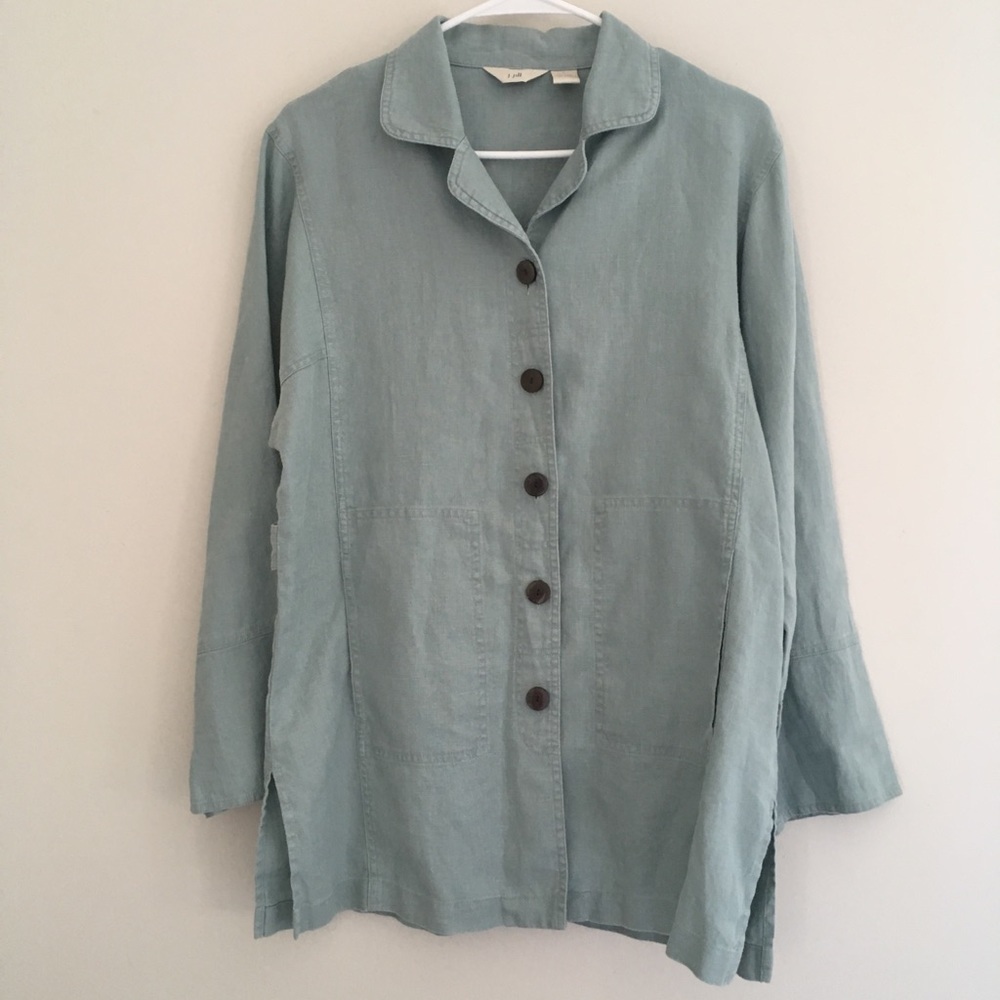 J Jill linen button front jacket tunic S